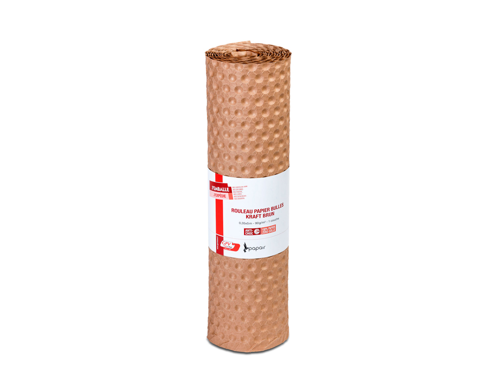 BULLE PAPIER GPV KRAFT PURE PATE 1 COUCHE 90GR ROULEAU    0,35X5M COLORIS BRUN