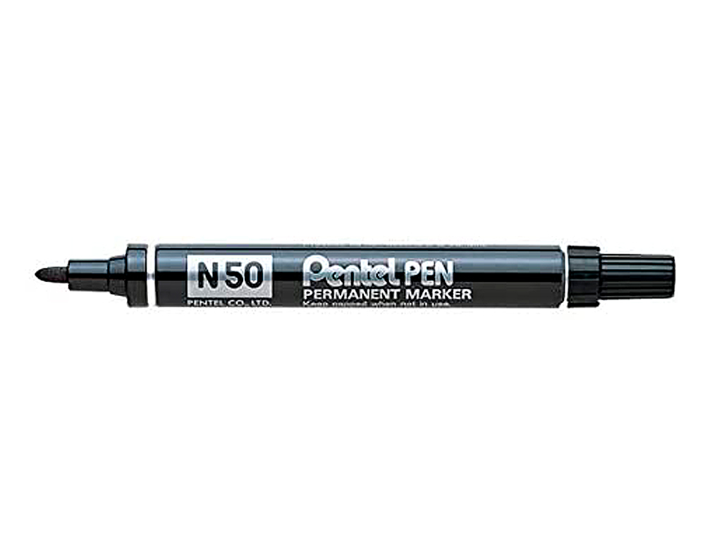 MARQUEUR PENTEL N50 PERMANENT POINTE OGIVE 4.3MM ENCRE À SOLVANT INDÉLÉBILE TOUS SUPPORTS CORPS MÉTAL NOIR