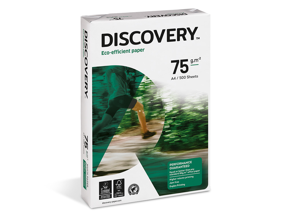 PAPIER DISCOVERY MULTIFONCTION GRAND VOLUME SANS BOURRAGE A4 75G/M2 BLANCHEUR 161 OPACITÉ 92 RIGIDITÉ 100 500 FEUILLES
