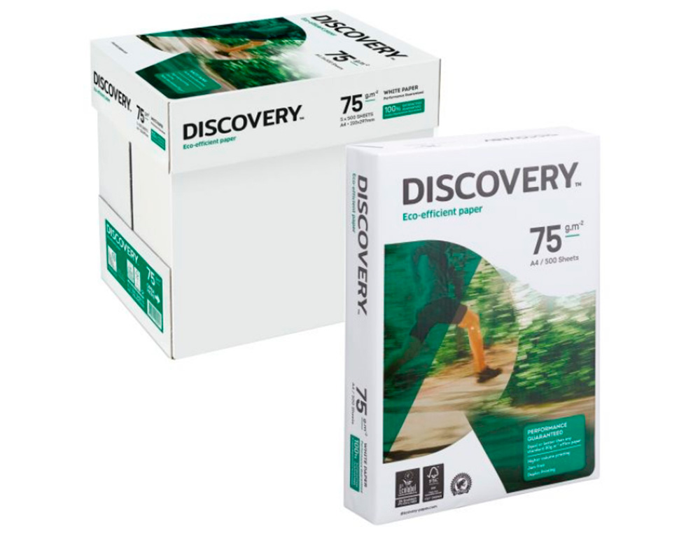 PAPIER DISCOVERY MULTIFONCTION GRAND VOLUME SANS BOURRAGE A4 75G/M2 BLANCHEUR 161 OPACITÉ 92 RIGIDITÉ 100 500 FEUILLES
