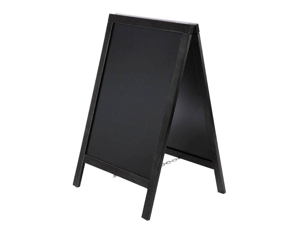 TABLEAU SOL NOIR LIDERPAPEL BOIS HÔTELLERIE CHEVALET DOUBLE FACE MARQUEUR TYPE CRAIE 75X135X52CM