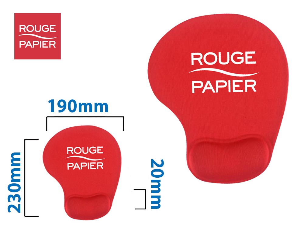 TAPIS SOURIS ROUGE PAPIER REPOSE-POIGNET MOUSSE         AUGMENTE CONFORT FACILEMENT   NETTOYABLE COLORIS ROUGE