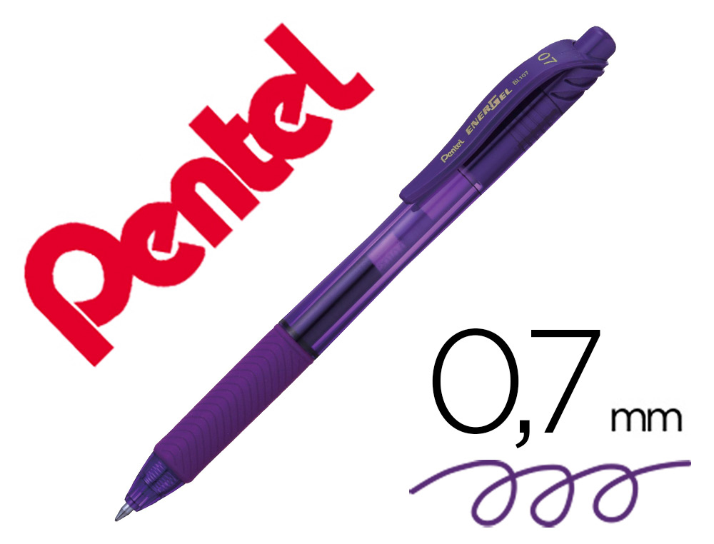 ROLLER PENTEL ENERGEL RETRACTABLE RECHARGEABLE      ENCRE DOUCE FLUIDE POINTE METAL 0,7MM GRIP CONFORT VIOLET