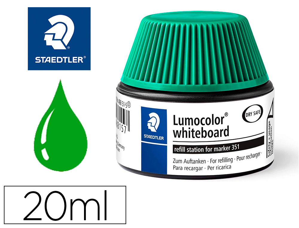 RECHARGE MARQUEUR PERMANENT STAEDTLER LUMOCOLOR 488 48    POUR MARQUEURS COMPACTS 348   FLACON 20ML COLORIS VERT