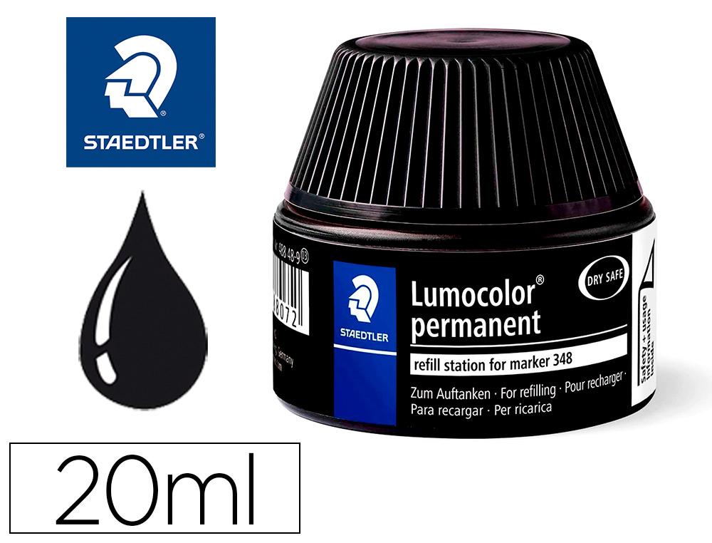 RECHARGE MARQUEUR PERMANENT STAEDTLER LUMOCOLOR 488 48    POUR MARQUEURS COMPACTS 348   FLACON 20ML COLORIS NOIR
