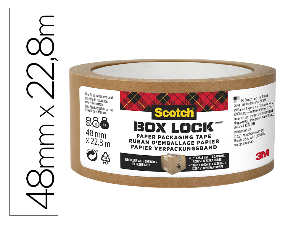 RUBAN SCOTCH EMBALLAGE PAPIER BOX LOCK 48MMX22,8M