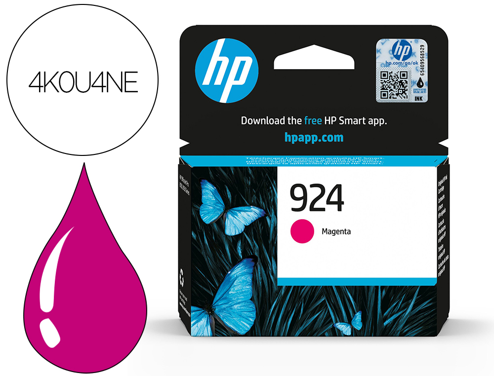 CARTOUCHE HP JET D'ENCRE ORIGINAL 924 4K0U4NE 400      PAGES COLORIS MAGENTA