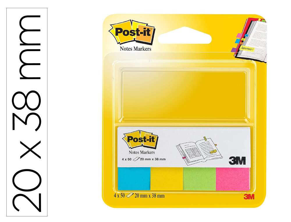 MARQUE-PAGE POST-IT EN PAPIER COLLECTION POPTIMISTIC 20X38MM 4 BLOCS DE 50         FEUILLES
