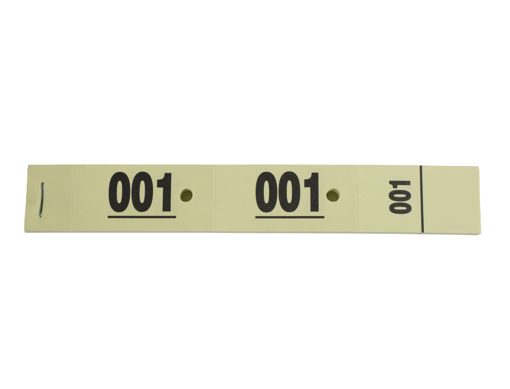 TICKET VESTIAIRE EXACOMPTA 20X3CM COLORIS JAUNE CARNET   50 UNITES