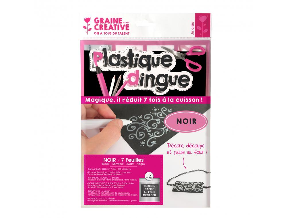 PLASTIQUE FOU O COLOR A DECOUPER RETRACTABLE FOUR     150 C 20X30CM COLORIS NOIR    POCHETTE DE 7 FEUILLES