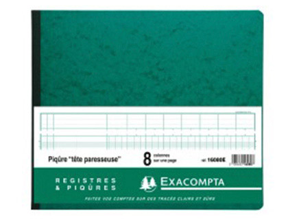 REGISTRE PIQRE EXACOMPTA COLONNES 320X270MM 31 LIGNES 8 COLONNES/PAGE 80 PAGES