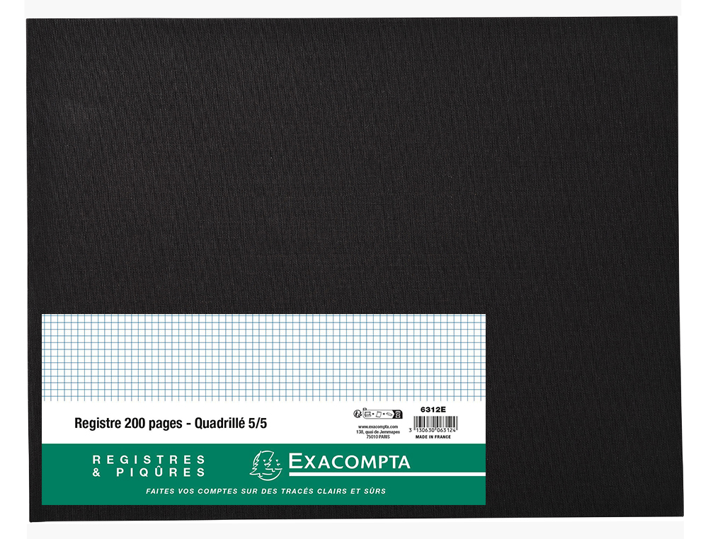 REGISTRE STANDARD EXACOMPTA 250X320MM 5X5MM FOLIOT HORIZONTAL 200 PAGES