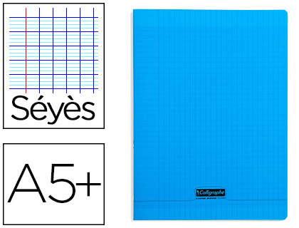 CAHIER PIQU CLAIREFONTAINE COUVERTURE POLYPROPYLNE TRANSPARENTE A5+ 17X22CM 96 PAGES 90G SYS COLORIS BLEU