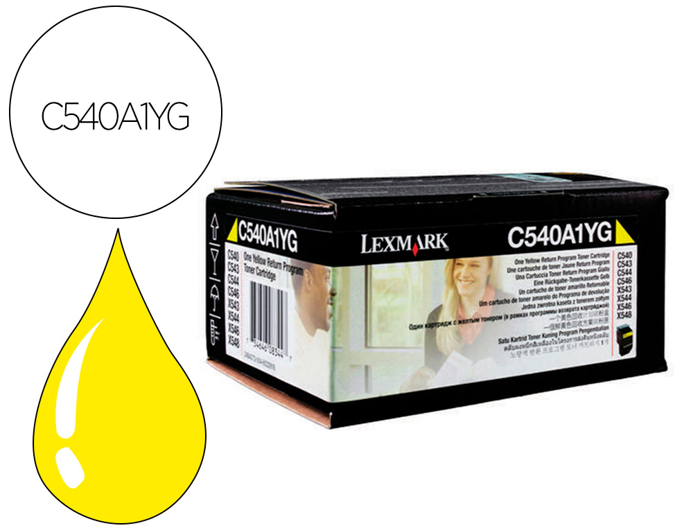 TONER LASER LEXMARK C540/C543/C544/X543/X544 C540A1YG COULEUR JAUNE 1000P
