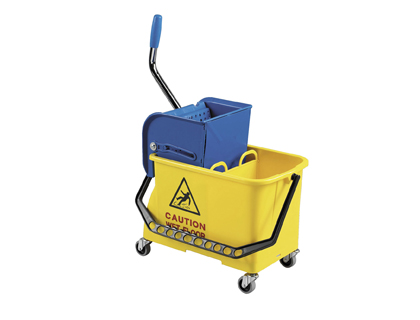 SEAU LAVAGE SPIDER PLASTIQUE DOUBLE COMPARTIMENT PRESSE LATRALE COMPACT 4 ROULETTES MULTIDIRECTIONNELLES