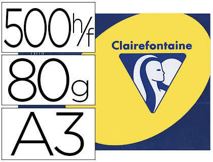 PAPIER COULEUR CLAIREFONTAINE TROPHE MULTIFONCTION A3 80G/M2 COULEURS INTENSES JAUNE SOLEIL PAQUET 500 FEUILLES