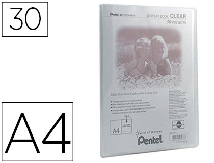 PROTGE-DOCUMENTS PENTEL CLEAR A4 30 POCHETTES TRANSPARENTES