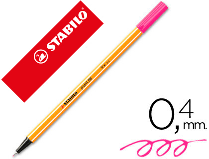 STYLO-FEUTRE STABILO POINT 88 CRITURE FINE 0.4MM 1000M POINTE GAINE MTAL CORPS HEXAGONAL COLORIS ROSE