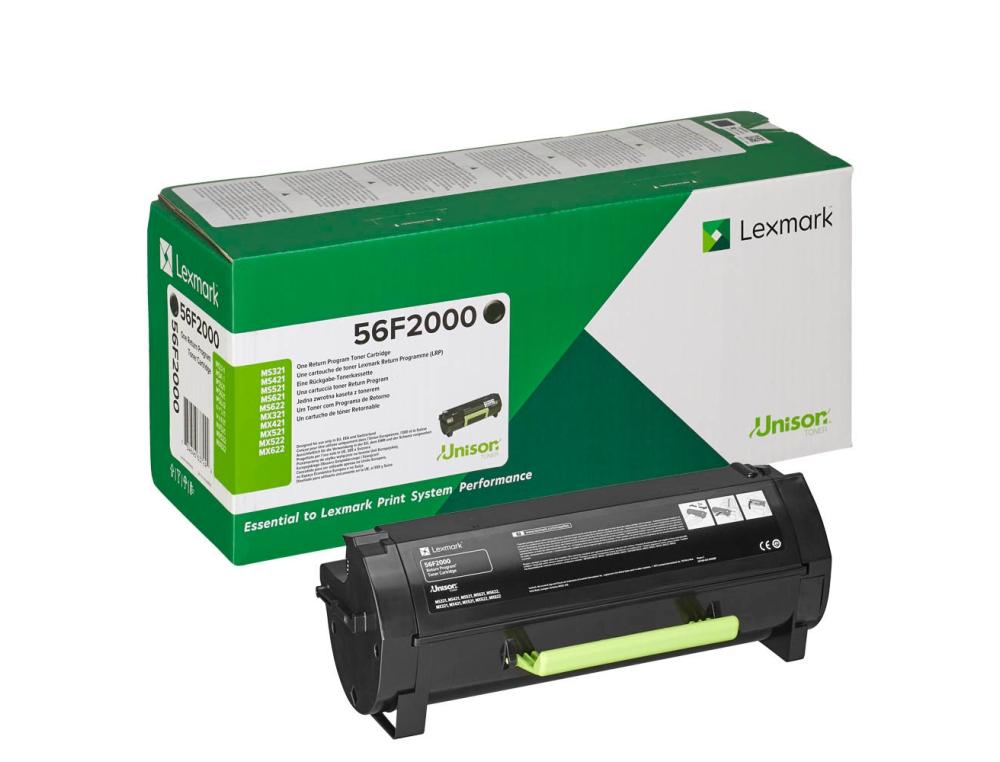 CARTOUCHE TONER LEXMARK 56F2000 DE 6000 PAGES POUR    MS/MX321, 421, 521, 622;      MX522; MS621