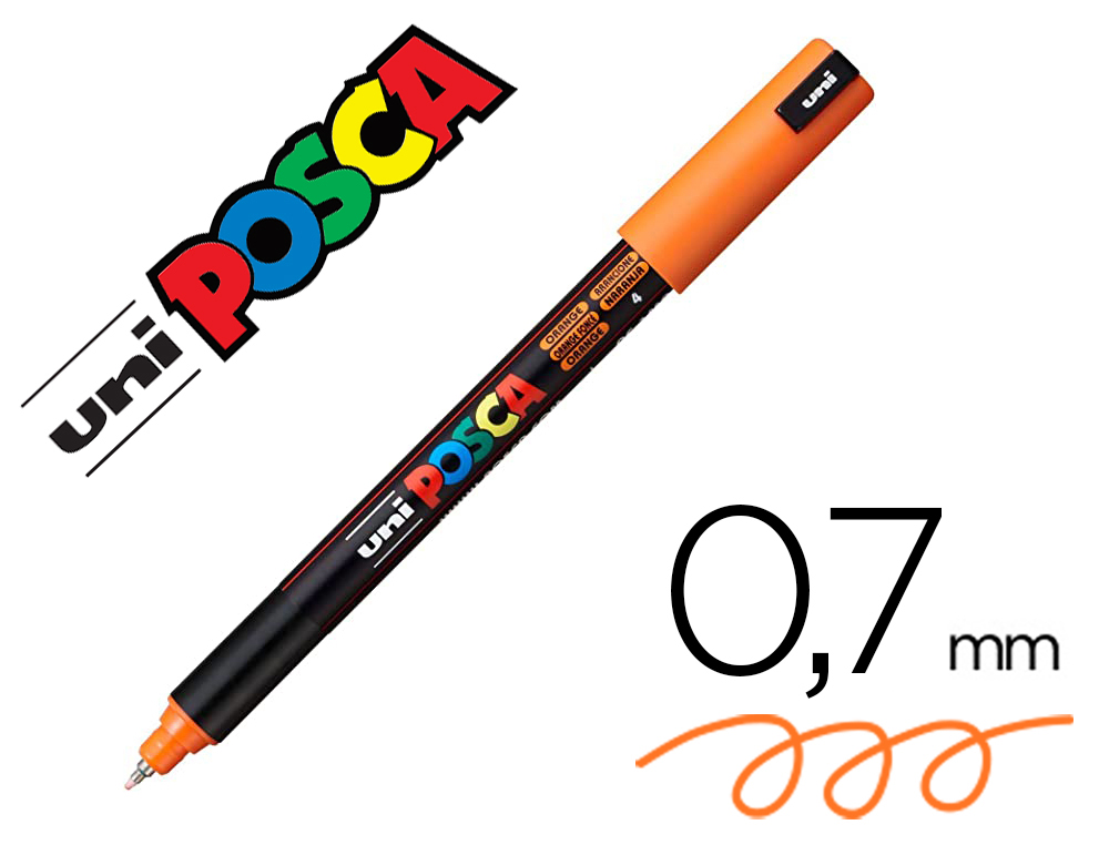 MARQUEUR POSCA PC1MR BASE EAU POINTE CALIBREE EXTRA FINE    0,7MM ORANGE FONCE      SANS/ODEURS/ALCOOL/SOLVANT TOUS