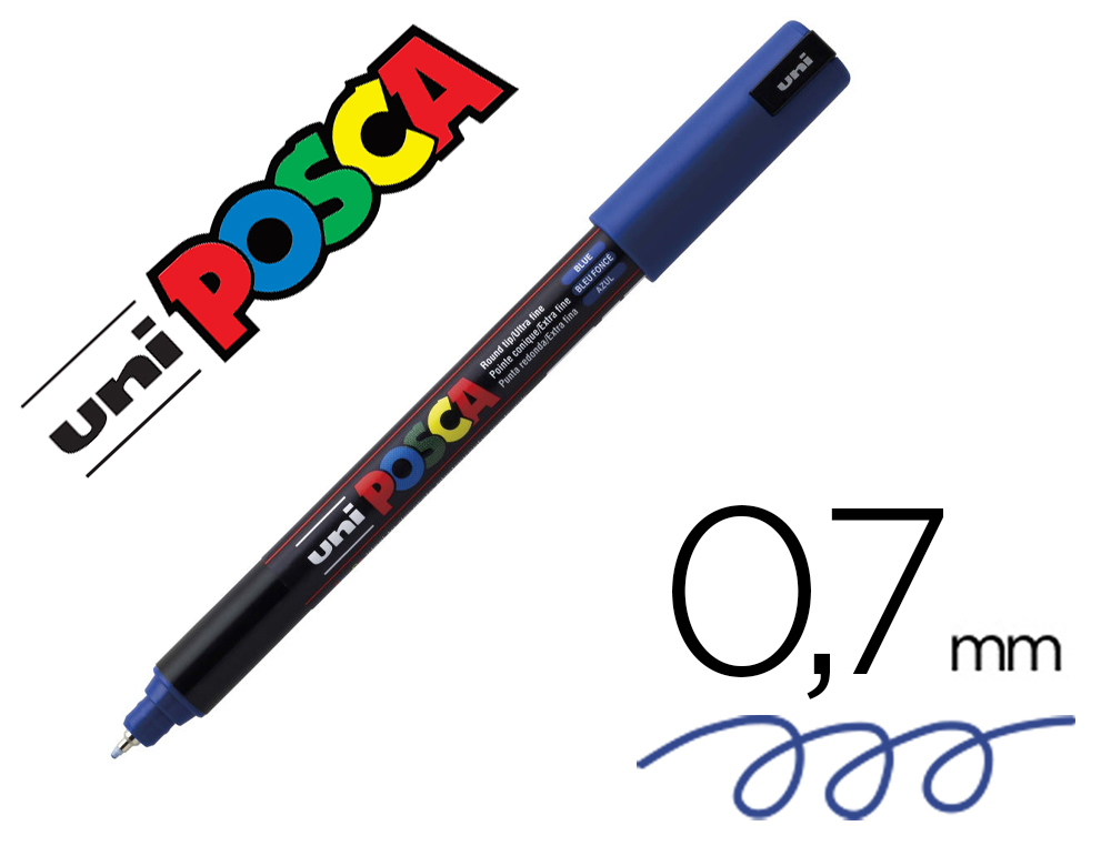 MARQUEUR POSCA PC1MR BLEU F BASE EAU POINTE CALIBRE EXTRA FINE 0.7MM SANS                ODEURS/ALCOOL/SOLVANT TOUS