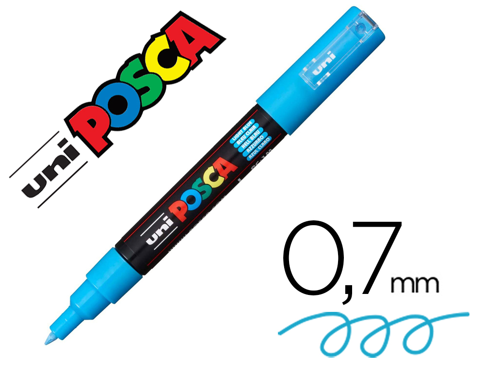 MARQUEUR POSCA PC1MC BASE EAU POINTE CONIQUE EXTRA FINE     0,7MM BLEU FONCE        SANS/ODEURS/ALCOOL/SOLVANT TOUS