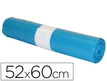 SAC POUBELLE DOMESTIQUE 52X60CM CALIBRE 70 CAPACIT 20L COLORIS BLEU ROULEAU 20 UNITS