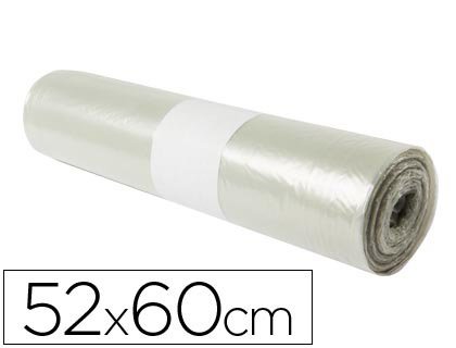 SAC POUBELLE DOMESTIQUE 52X60CM CALIBRE 70 CAPACIT 20L COLORIS TRANSPARENT ROULEAU 20 UNITS