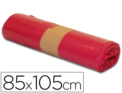 SAC POUBELLE INDUSTRIEL 85X105CM CALIBRE 110 CAPACIT 100L COLORIS ROUGE ROULEAU 10 UNITS