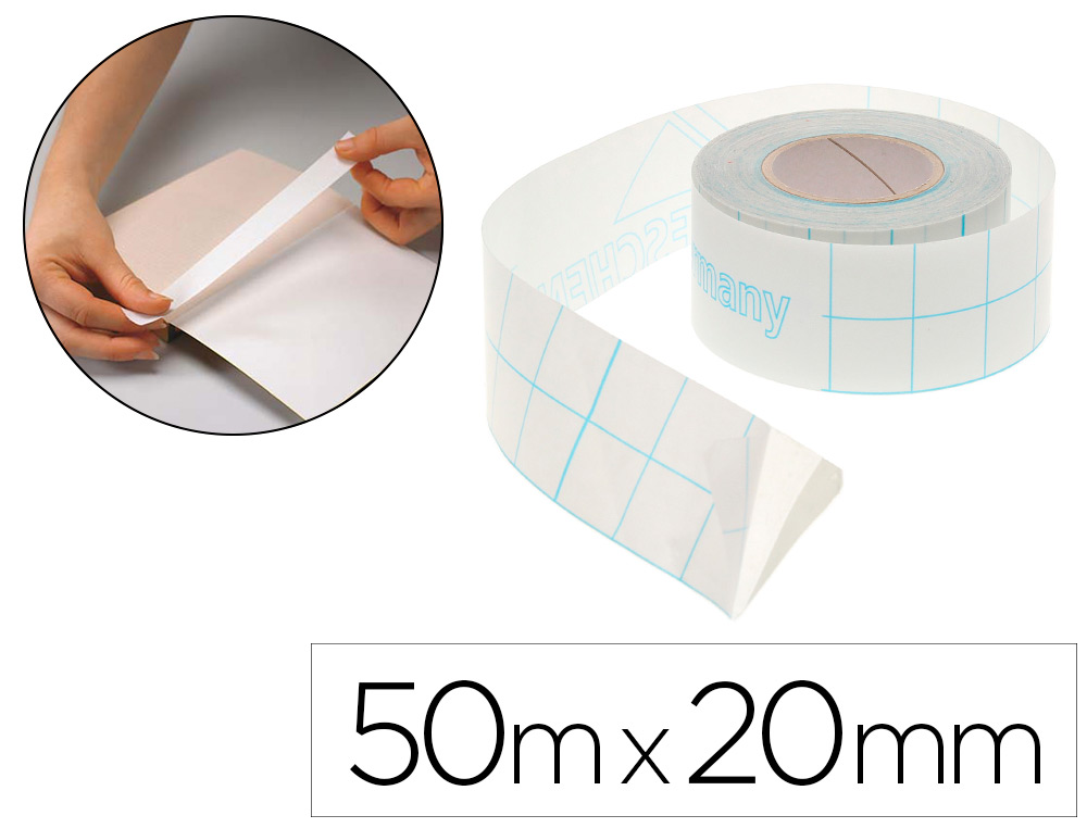 PAPIER SPECIAL LONGUE FIBRE ADESIF EXTRA BLANC POUR       CHARNIERE DE LIVRE DIM.       50MX20MM MANDRIN DE 40