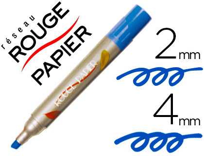MARQUEUR ROUGE PAPIER TABLEAU BLANC POINTE OGIVE TRAC 2/4MM EFFAABLE  SEC CORPS PLASTIQUE COULEUR BLEU