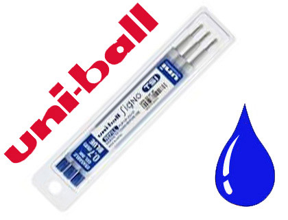 RECHARGE UNIBALL ROLLER SIGNO TSI ENCRE GEL EFFAABLE POINTE MOYENNE TRAC 0.7MM COLORIS BLEU SET 3 UNITS