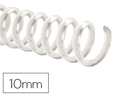 SPIRALE Q-CONNECT PLASTIQUE TRANSPARENT RELIEUR PAS 32 5:1 60F CALIBRE 1.8MM DIAMTRE 10MM BOTE 100 UNITS