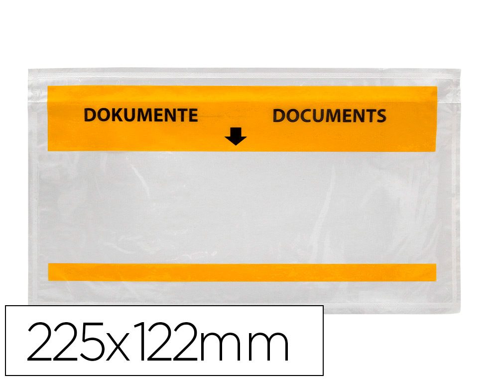 POCHETTE PORTE-DOCUMENTS Q-CONNECT 225X122MM AUTO-ADHESIVE TRANSPARENTE TEXTE FRANCAIS ALLEMAND BOITE 1000 UNITES