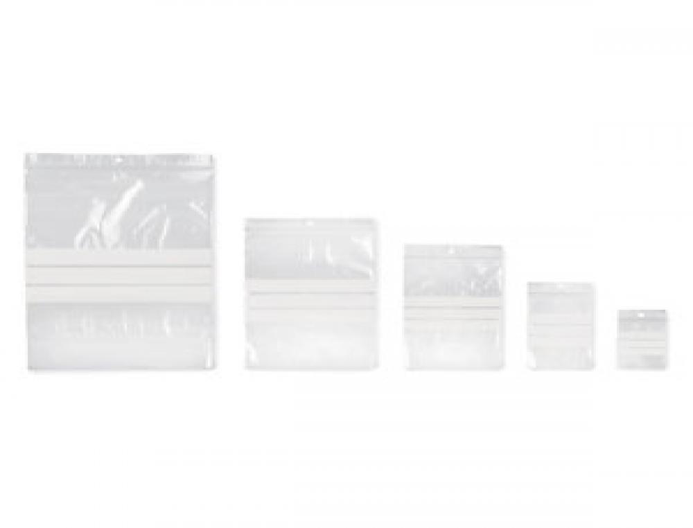SACHET TRANSPARENT ECOCLIP POLYETHYLENE BASSE DENSITE    BANDES BLANCHES FERMETURE ZIP TROU PBAG2B     4X6CM 1000