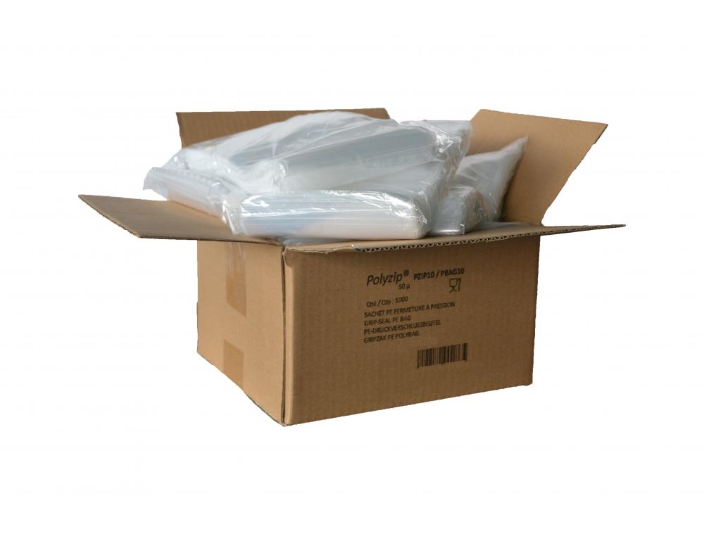 SACHET TRANSPARENT ECOCLIP POLYETHYLENE BASSE DENSITE    FERMETURE ZIP TROU PBAG20     6MM 30X40CM 1000 UNITES