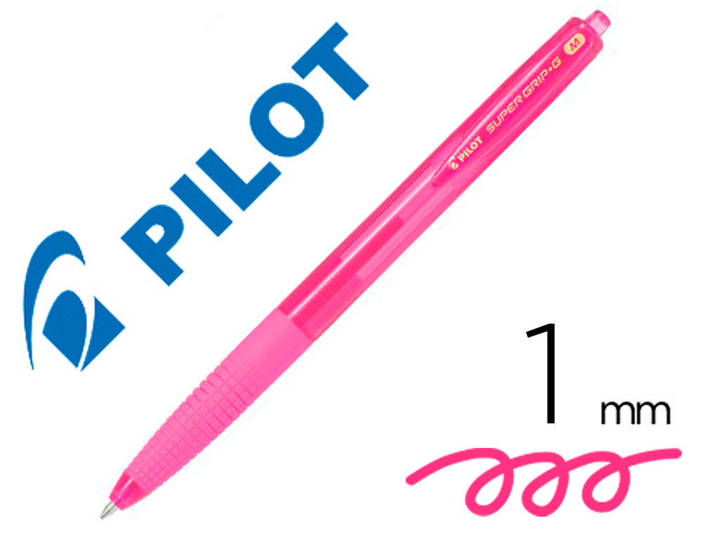 STYLO-BILLE PILOT SUPER GRIP G NEON RETRACTABLE POINTE     MOYENNE BILLE                 ULTRA-RESISTANTE CORPS ET