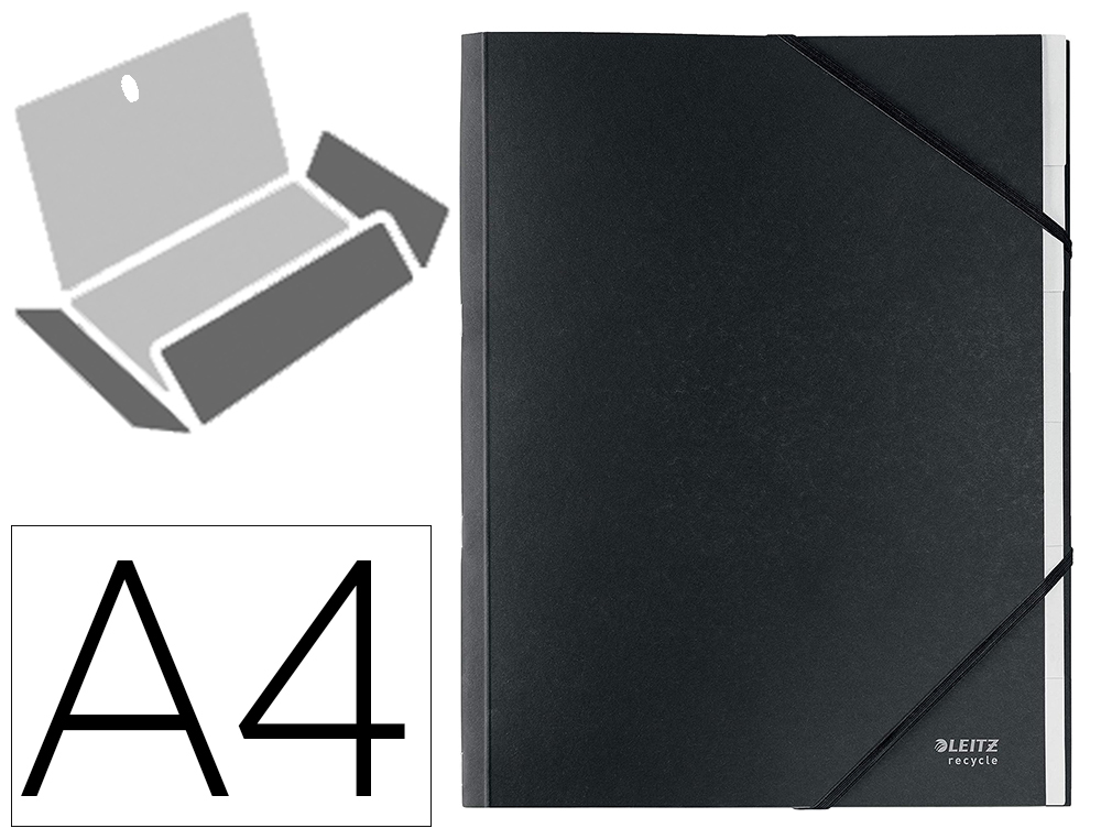 TRIEUR LEITZ 6 ONGLETS RECYCLE FERMETURE ELASTIQUES  COLORIS NOIR