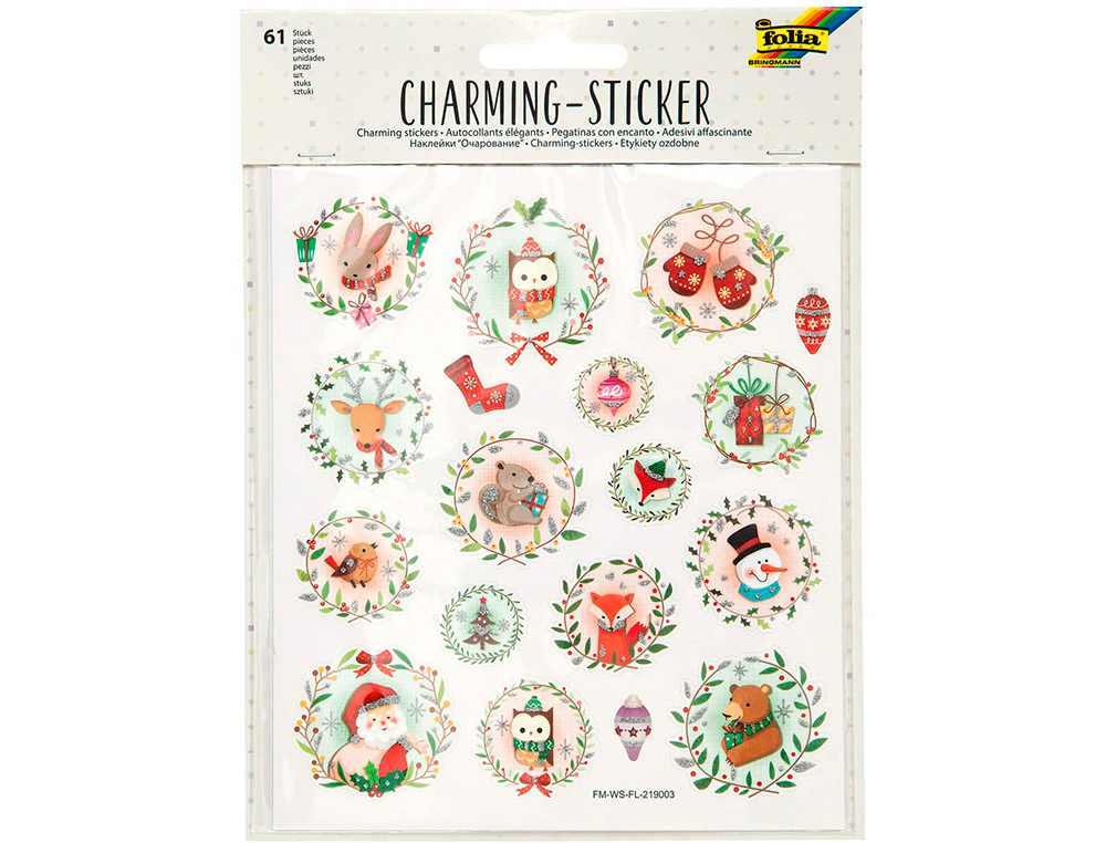 STICKER CHARMING FOLIA CHRISTMAS III 15X17CM 2       FEUILLES ASSORTIES 61 PIECES