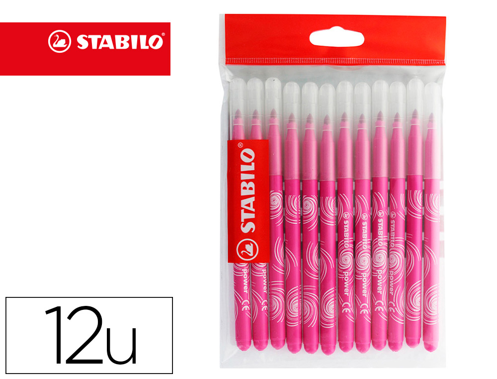 RECHARGE SCHOOLPACK FEUTRE DE COLORIAGE STABILO TRIO A-Z    ENCRE LAVABLE POINTE MOYENNE  12 PIECES ROSE BE15/278-37829