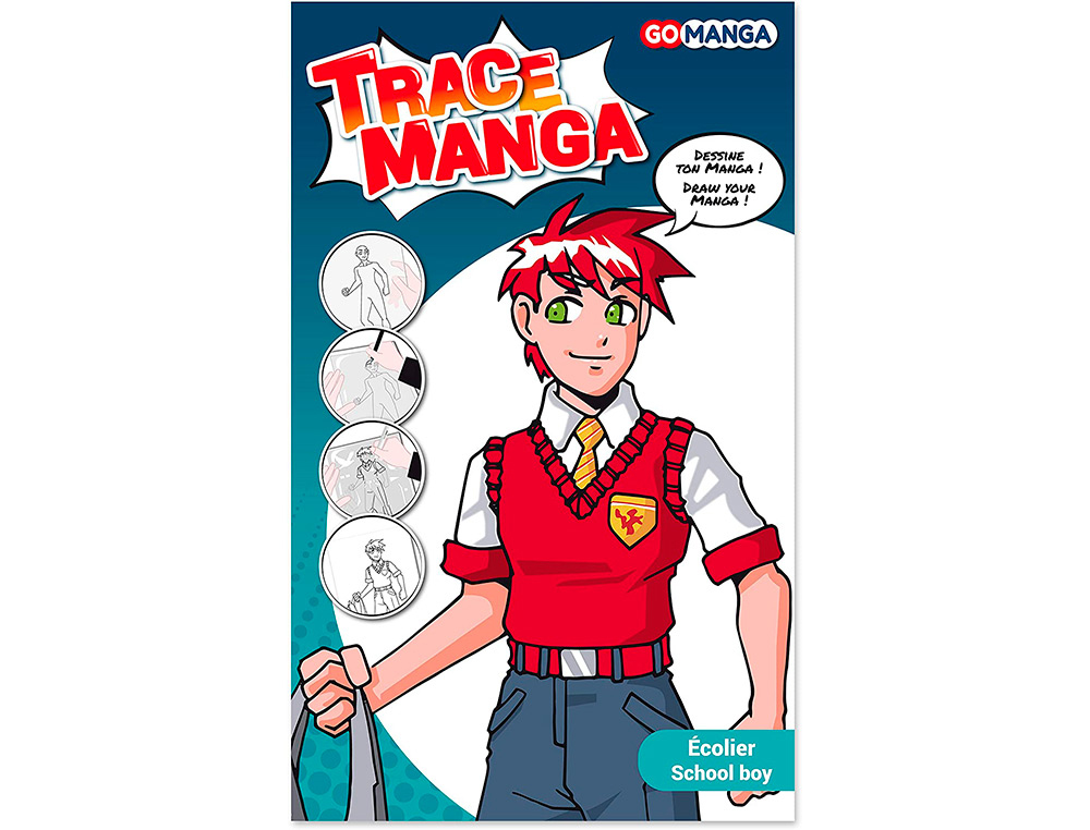 TRACE-MANGA GO MANGA 2 POCHOIRS SILHOUETTE A TRACER  TENUE VESTIMENTAIRE ET        ACCESSOIRES MODELE GARCON