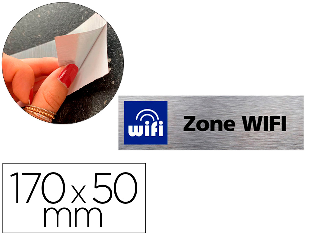 PLAQUE DE PORTE ZONE WIFI SIGNALETIQUE BIZ AVEC         PICTOGRAMME EN ALUMINIUM      BROSSE 3MM DOUBLE FACE