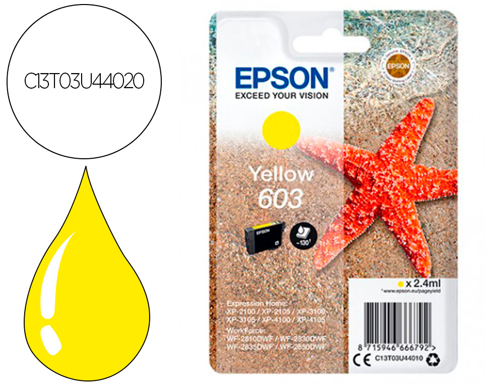 CARTOUCHE ENCRE  EPSONSTD ESTRELLA DE MAR 1 603 RF /   AM SINGLE JAUNE