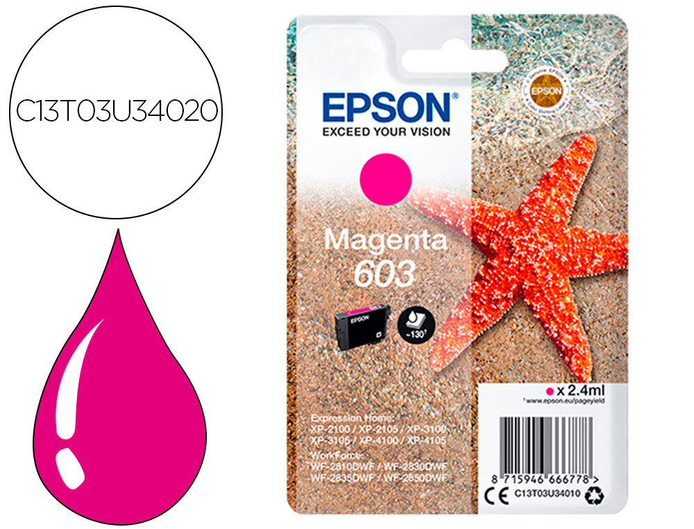 CARTOUCHE ENCRE  EPSONSTD ESTRELLA DE MAR 1 603 RF /   AM SINGLE MAGENTA