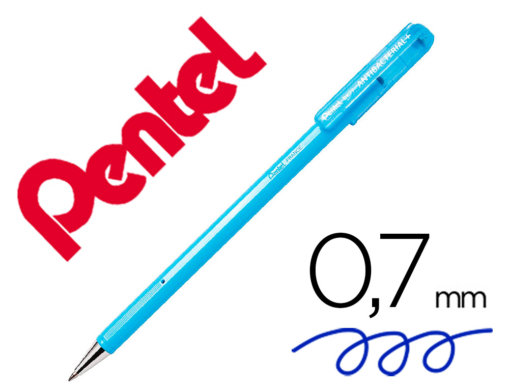 STYLO-BILLE PENTEL SUPERB ANTIBACTERIAL COLORIS BLEU