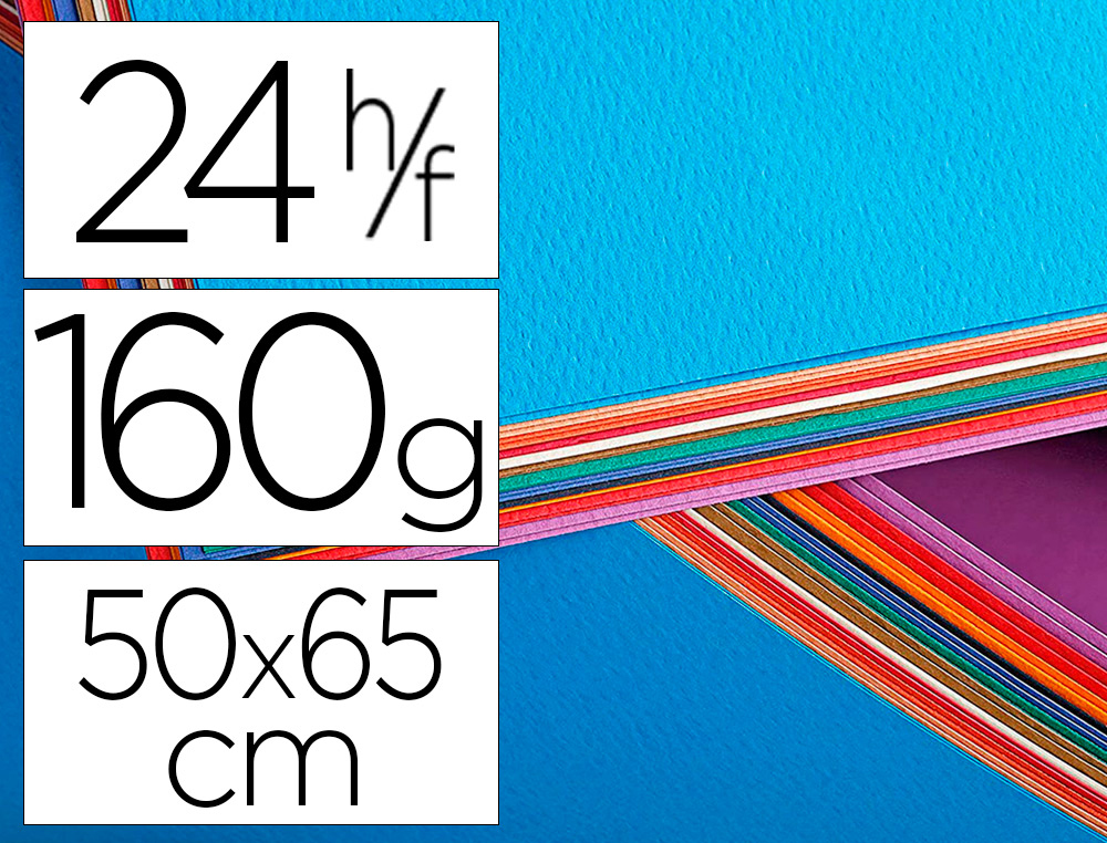 PAPIER ETIVAL ASSORTIMENT COLORIS VIF 50X65CM  160GR    PAQUET DE 24 UN