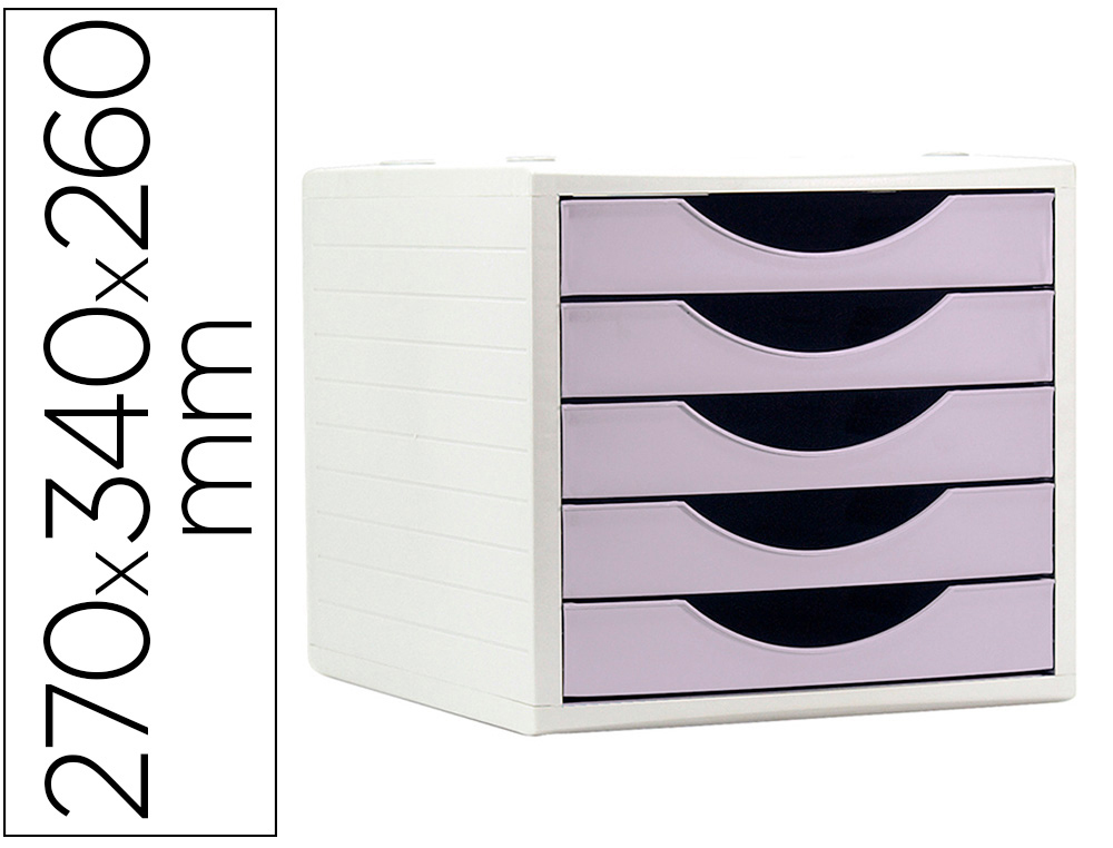 MODULE DE CLASSMENT Q-CONNECT 5 TIROIRS COLORIS LAVANDE     PASTEL 270X340X260 MM