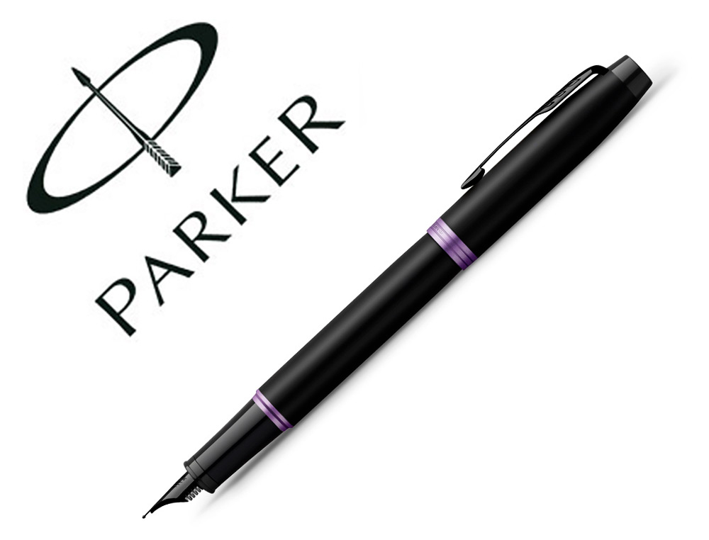STYLO-PLUME PARKER IM VIBRANT RINGS NOIR LAQUE DETAILS      VIOLET AMETHYSTE POINTE       MOYENNE ENCRE BLEU ETUI