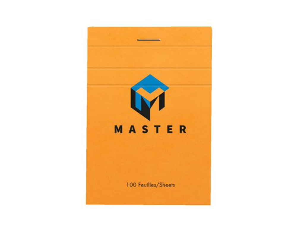 BLOC BUREAU MASTER A7 74X105MM AGRAFE EN-TETE 100F  70GR 5X5 ORANGE