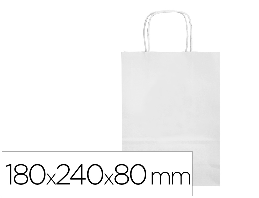 SAC PAPIER Q-CONNECT CELLULOSE XS ANSE TORSADEE    180X240X80MM COLORIS BLANC